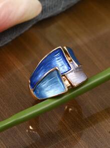 1 Peça Fashionable, Anel Vintage Elegante, Original Criativo Colorido de Esmalte e Liga de Zinco Assimétrico Geométrico Flexível Ajustável, Adequado para Uso Diário de Mulheres, Festa, Presente do Dia das Mães