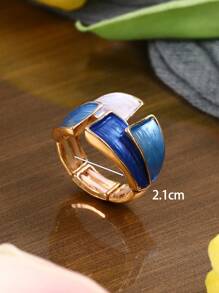 1 Peça Fashionable, Anel Vintage Elegante, Original Criativo Colorido de Esmalte e Liga de Zinco Assimétrico Geométrico Flexível Ajustável, Adequado para Uso Diário de Mulheres, Festa, Presente do Dia das Mães