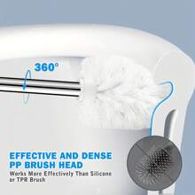 1/2pcs, Flexible Toilet Brush With Detachable Holder - No Dead Comer Cleaning,Long Handle For Bathroom Cleaning,Durable Plastic Brush - Back To School Cleaning Supplies,Ergonomic, Elegant And Durable Bathroom Toilet Brush With 304 Stainless Steel Long Handle