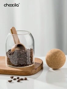 choxila 1 件玻璃咖啡罐储物罐茶叶罐密封软木玻璃罐咖啡豆干果储存罐返校 - 木球塞豆罐 - 查看 3