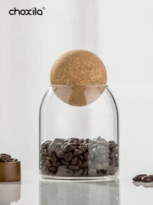 choxila 1 件玻璃咖啡罐储物罐茶叶罐密封软木玻璃罐咖啡豆干果储存罐返校 - 木球塞豆罐 - 查看 2