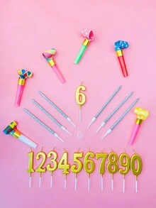 1 bộ Nến sinh nhật đánh số bằng vàng và bạc, Nến số tiệc/năm mới 0-9, Nến bánh, Trang trí phòng, Quà tặng - Nhiều màu - Xem 3