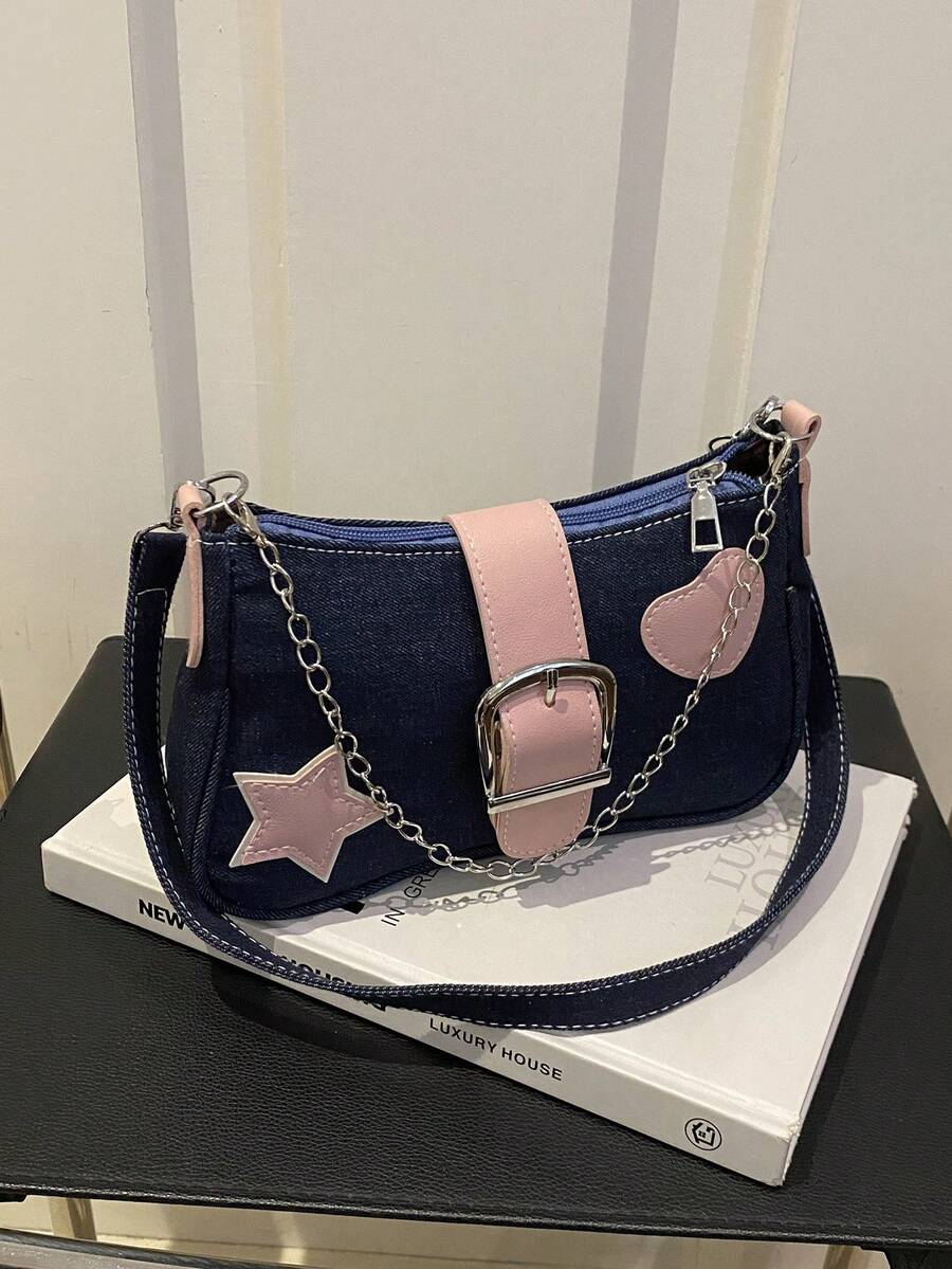 Chic Canvas Small Handbag For Women, New Fashion Chain Shoulder