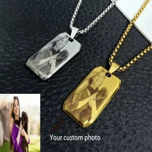 Collar de acero inoxidable personalizado con foto - Colgante con retrato grabado personalizado, perfecto para regalos del Día de la Madre y Navidad