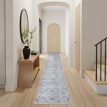 Timeless Classics 2'2" X 8' Blue Ivory Vintage Indoor Rug