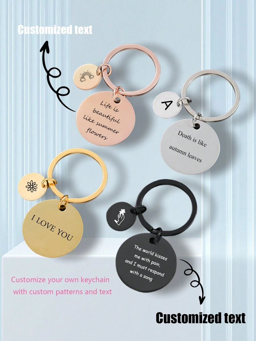 Customizable Stainless Steel Round Keychain With Laser Engraved Keyring And Key Holder, Portable Personalized Accessory, Personalized Engraved Gift - Multicolor - View 1