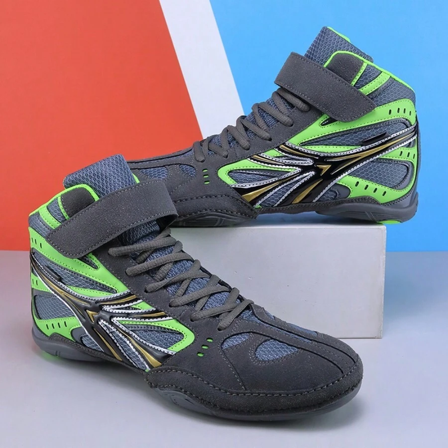 Giày cử tạ phong cách thể thao, giày tập squat chuyên nghiệp, giày đấm bốc unisex da lộn và da chắp vá đế cao su chống trượt