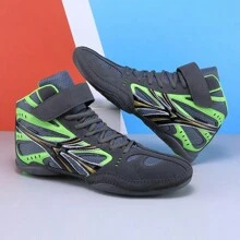 Giày cử tạ phong cách thể thao, giày tập squat chuyên nghiệp, giày đấm bốc unisex da lộn và da chắp vá đế cao su chống trượt - Xám - Xem 3