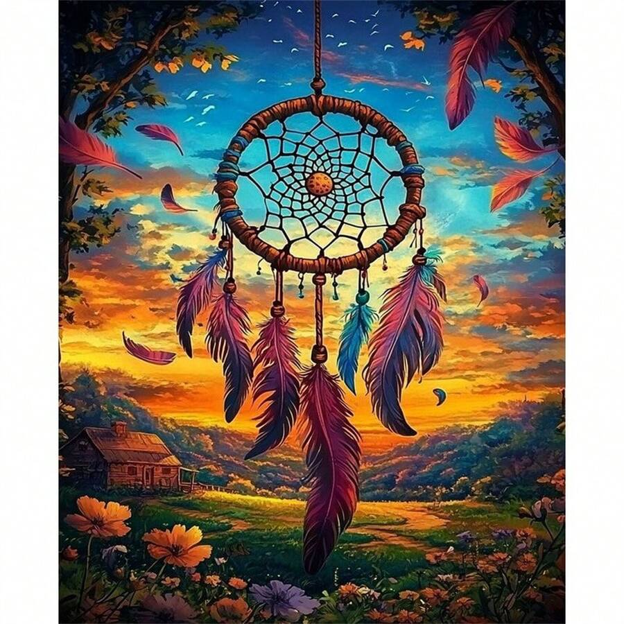 1pc Paint By Numbers For Adults Feather Acrylic Drawing Canvas Painting