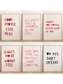 1 tấm áp phích trái tim tối giản hài hước thẩm mỹ trang trí nhà nghệ thuật treo tường nữ tính kiểu chữ hợp thời trang trích dẫn in tranh vải để trang trí nhà không có khung - Nhiều màu - Xem 2