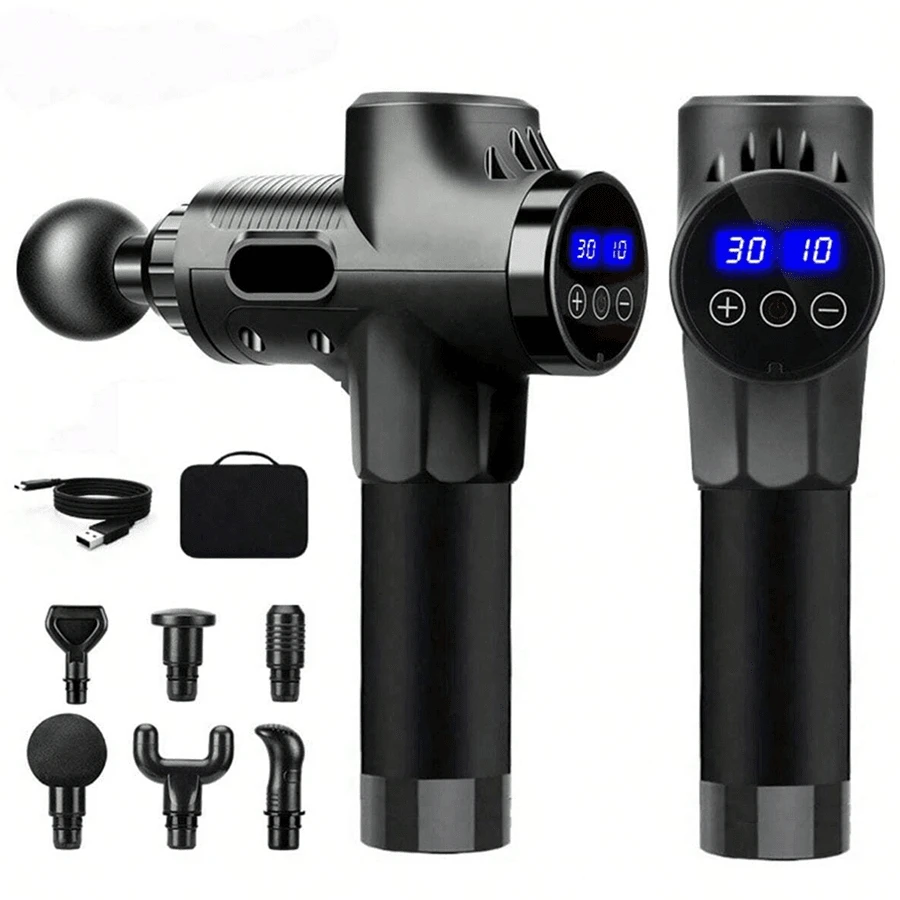 Súng massage cầm tay massage cơ sâu không dây chạy điện 30 mức cường độ, màn hình LCD cảm ứng HD, pin 2500mAh, súng massage thư giãn cơ chuyên nghiệp cường độ cao, động cơ chổi than, di động, 6 đầu massage và hộp đựng. - Nhiều màu - Xem 1