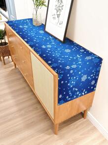 1 件简约圣诞雪花图案亚麻桌旗，适合节日、派对、生日、晚餐、厨房、餐桌装饰、橱柜盖、四季家居装饰 - 彩色 - 查看 11