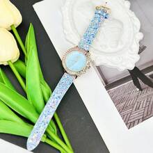 EA 1 chiếc đồng hồ thạch anh sang trọng hình bầu trời đầy sao bằng vàng hồng dành cho nữ, dây da nhỏ đính kim cương tự nhiên, chống thấm nước, hộp đựng quà tặng, hoàn hảo cho bạn gái, quà tặng Giáng sinh, quà tặng cho mẹ - Hoa hồng vàng - Xem 15