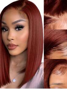 Eulisi Brown Bob Wig Human Hair 13x4 Lace Front Wigs Golden Brown Wig Short Straight Bob Lace Frontal Wigs For Women Pre Plucked With Baby Hair 150% Density 10 Inch