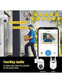 Cámara de pared WiFi con visión nocturna, Camara Wifi Inalambricas Camara Vigilancia Exterior 2.4G/5G,punto de acceso de rotación de 360°, monitor antirrobo, cámara de vigilancia de inteligente para teléfono - Blanco - Ver 4