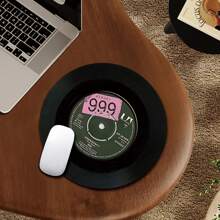 1pc Cute Music Record Shape Mouse Pad, Compact Mini Round Mouse Pad With Non-Slip Rubber Base, Suitable For Work Office Desktop Computer Laptop, Desk Accessories