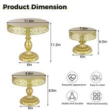 6pcs Metal Cake Stand Dessert Table Display Set 3 Size 12" 10" 8" Cake Serving Tray For Weddings Birthday Party - Vàng - Xem 6