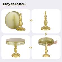 6pcs Metal Cake Stand Dessert Table Display Set 3 Size 12" 10" 8" Cake Serving Tray For Weddings Birthday Party - Vàng - Xem 7