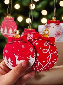 12 Weihnachtskugel-Kombination Holzanhänger für Weihnachtsdekoration und Feiertagsdekoration, perfekte Geschenke