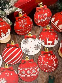 12 Weihnachtskugel-Kombination Holzanhänger für Weihnachtsdekoration und Feiertagsdekoration, perfekte Geschenke