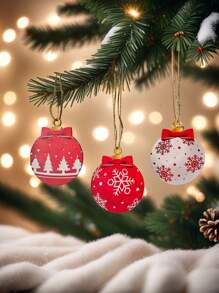 12 Weihnachtskugel-Kombination Holzanhänger für Weihnachtsdekoration und Feiertagsdekoration, perfekte Geschenke