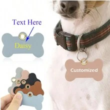 1 pieza Etiqueta personalizada con forma de hueso PU simple para collar antipérdida de mascotas, con etiqueta colgante PU personalizado con nombre, collar universal con etiqueta de identidad antipérdida con forma de hueso para gatos y perros, regalo de Acción de Gracias Y2K