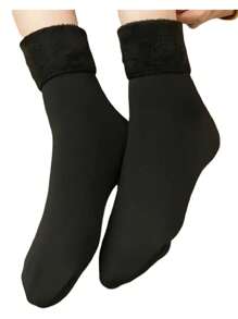 1/3/5 Pairs Women Middle Tube Socks, Women High Elastic Warm Socks, Solid Color Warm Socks Suitable For Men And Women Daily Wear
