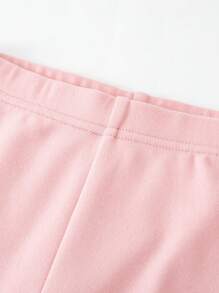 mini bala Girls Leggings Autumn Winter Stretchy Warm Pants - Pink - View 3