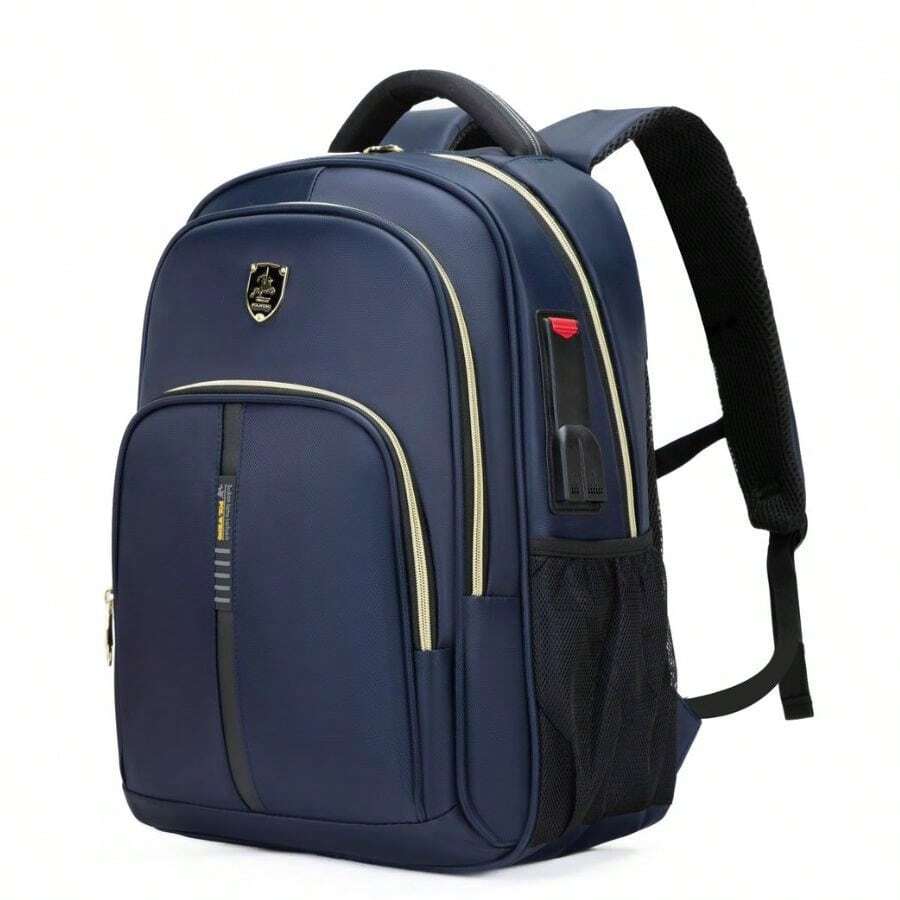Backpack Bag Men's Women's Semi Waterproof Notebook Reinforced Resistant Anti-Theft Padlock - 藍色 - 查看 1