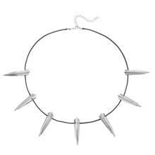 Collar de moda para hombre de metal con dijes forma de colmillos cosplay pantera negra cine pop cosplay - Plateado - Ver 3