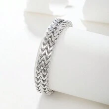 1 chiếc Vòng tay khóa từ bằng thép không gỉ phong cách Hip-Hop Châu Âu & Mỹ, thích hợp đeo hàng ngày hoặc đi chơi - Bạc - Xem 5