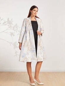 Abrigo de mujer elegante de manga larga con estampado jacquard - Multicolor - Ver 5