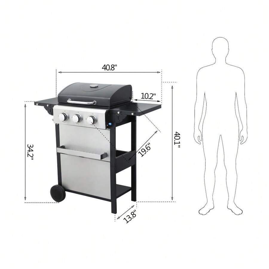 HighPerformance 3Burner Propane Gas BBQ Grill With Foldable Side