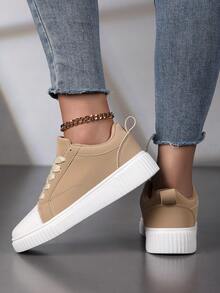 Giày thể thao thường ngày mới cho nữ, giày trượt ván, giày chạy bộ chống trượt - Màu Khaki - Xem 2