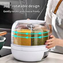 Thùng đựng gạo xoay có nhiều ngăn đựng ngũ cốc, thùng đựng gạo gia dụng chống ẩm kín khí - Nhiều màu - Xem 6