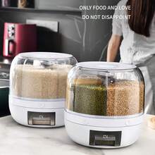 Thùng đựng gạo xoay có nhiều ngăn đựng ngũ cốc, thùng đựng gạo gia dụng chống ẩm kín khí - Nhiều màu - Xem 4