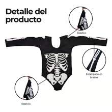Disfraz De Calavera Niña + Mallas De Calavera, Grueso, Body - Blanco y Negro - Ver 9