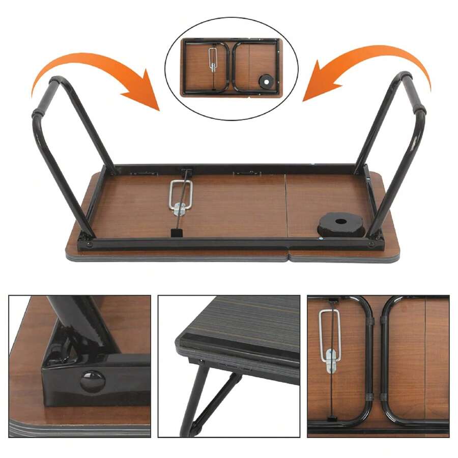 Foldable Laptop Desk, Laptop Table With Cup Holder, Height Adjustable