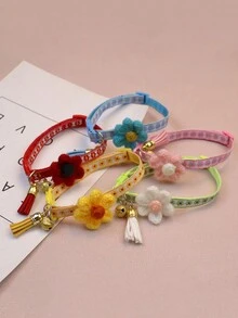 Vòng cổ mèo hoa mới khóa an toàn dễ thương chuông hoa bị hỏng vòng cổ chó vật nuôi trang trí vòng cổ - Nhiều màu - Xem 7
