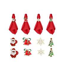 Bộ 6 vòng khăn ăn hình chuông cây thông Noel, giá đỡ khăn ăn hình chuông cho tiệc cưới, Giáng sinh, trang trí bàn tiệc Lễ Tạ ơn - Nhiều màu - Xem 8
