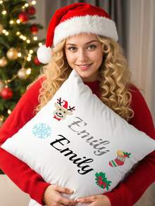 1pc Custom Name Christmas Pillow Or Only Pillow Case, Custom Pillow Or Pillow Case, Personalized Pillow With Name, Name Pillow, Christmas Home Decor, Christmas Gift, Christmas Style Pillow, Lumbar Throw Pillow, Lovely Gift, Bedroom Decor, Housewarming Gift, 40cm/45cm/50cm Sizes Available, Gifts For Christmas Holiday, Birthday, Anniversaries, Perfect Gift For Family, Couple, Grandparents, Friends, Colleagues, Gift For Him, Gift For Her