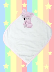 Anti-Allergic Baby Blanket With Pacifier Clip Variety Of Embroidered Animals For Boys And Girls - 粉紅狐狸 - 查看 1