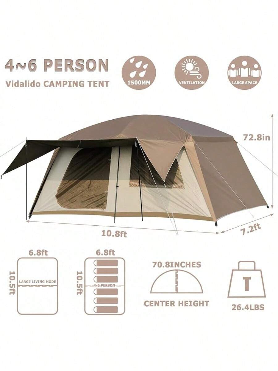 Vidalido 46 Person Camping Tent With 3 Door 2 Room Large Family Cabin