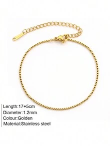 Magic Fish 1 件不锈钢扭链手链，时尚经典款式，适合男女日常佩戴 - 金黃色 - 查看 6