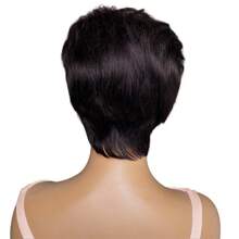 Pixie Cut Bob Wig Layered Short Wavy With Bangs Beginner Friendly Short Pixie Wig Human Hair Brown Color Remy Hair Full Machine Made Wig - S4 - View 3