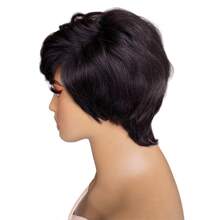 Pixie Cut Bob Wig Layered Short Wavy With Bangs Beginner Friendly Short Pixie Wig Human Hair Brown Color Remy Hair Full Machine Made Wig - S4 - View 4
