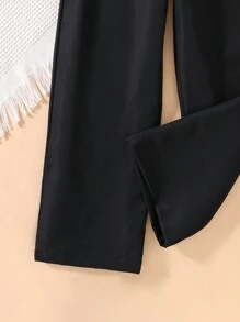 Left Mama Tween Girl Lovely Heart Print Long Sleeve Stand Collar Top And Straight Leg Pants Set, Suitable For Spring And Autumn