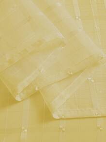 1 pieza Cortina transparente a cuadros blancos, cortina de tul delgada con ojales adecuada para sala de estar/dormitorio/comedor/patio