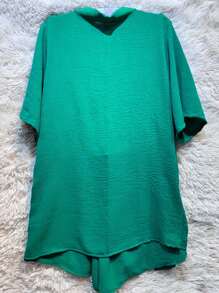 2-Piece Plain Set (Kimono+Shorts) J-2 - Green - View 3