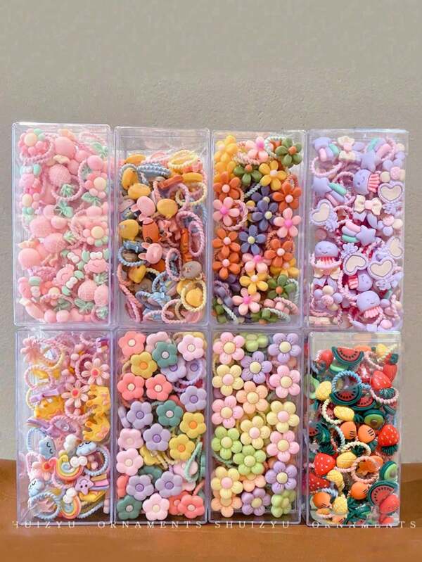 30pcs/Pack Random Color Angel Princess Flower Hair Scrunchies Set